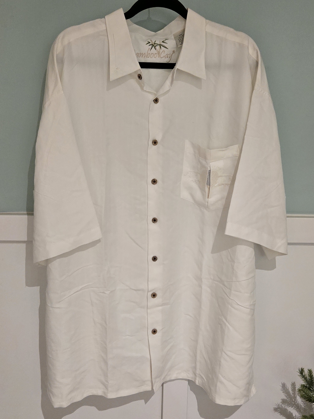 Bamboo Cay In Golf We Trust Mens Ivory Collared Shirt 3XL Button Down Embroider